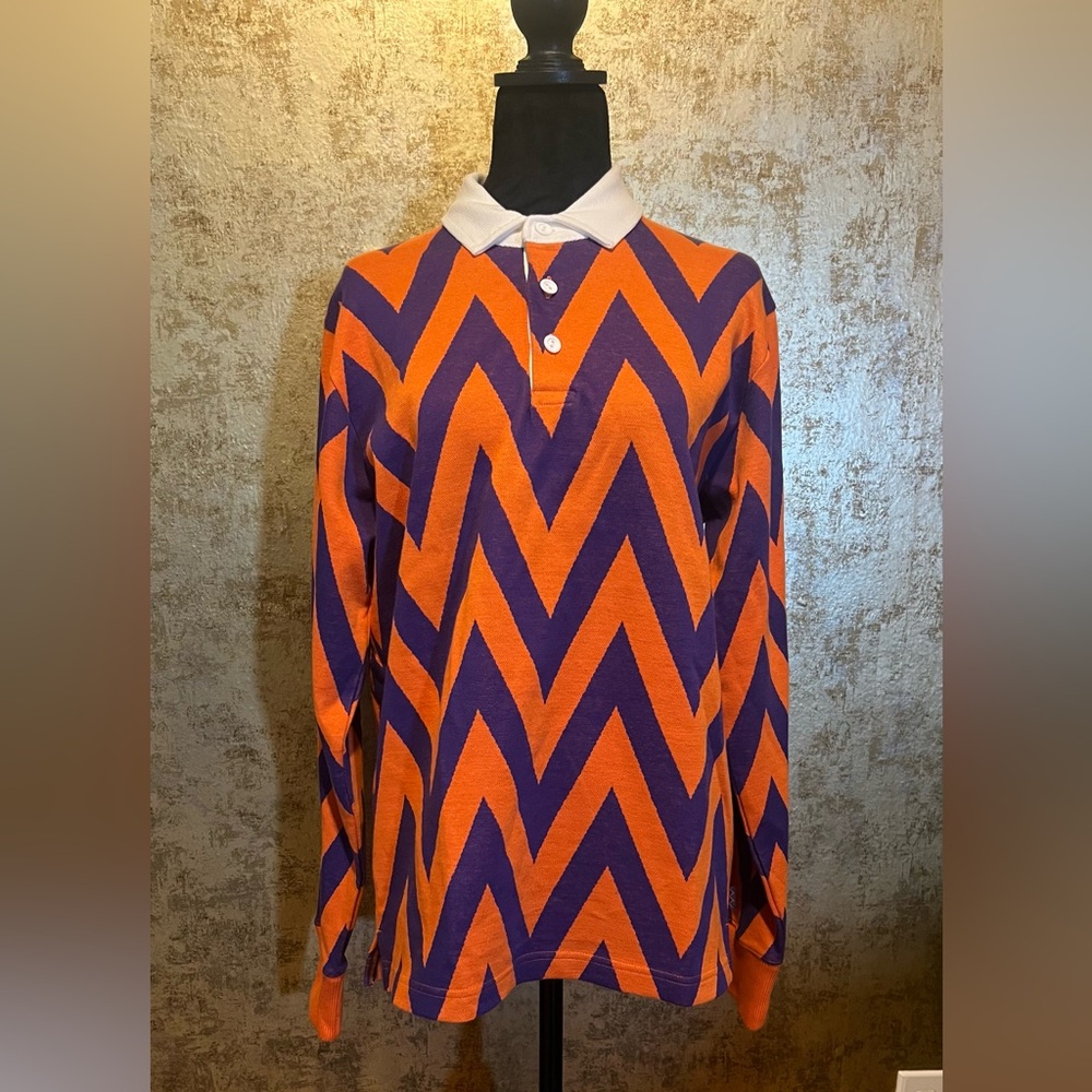 Rowing Blazers Orange and Purple Chevron Rugby Shirt